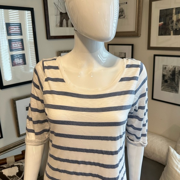 Splendid Sky Blue and White Striped 3/4 Sleeve Length - Picture 2 of 5